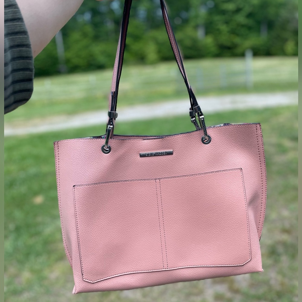 Steve Madden blush pink tote bag purse with floral inside